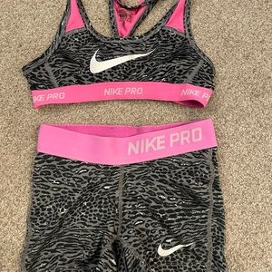 Girls Nike Pro Sports Bra and Short Set